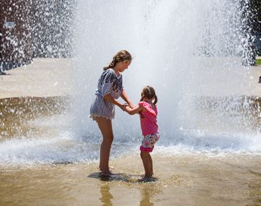 Children playing in fountain in Somerset, KY