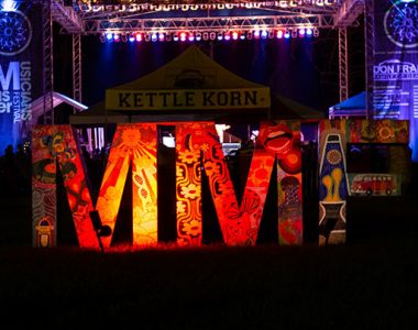 Master Musicians Festival art sculpture lit up at night, Somerset-Pulaski County, Kentucky