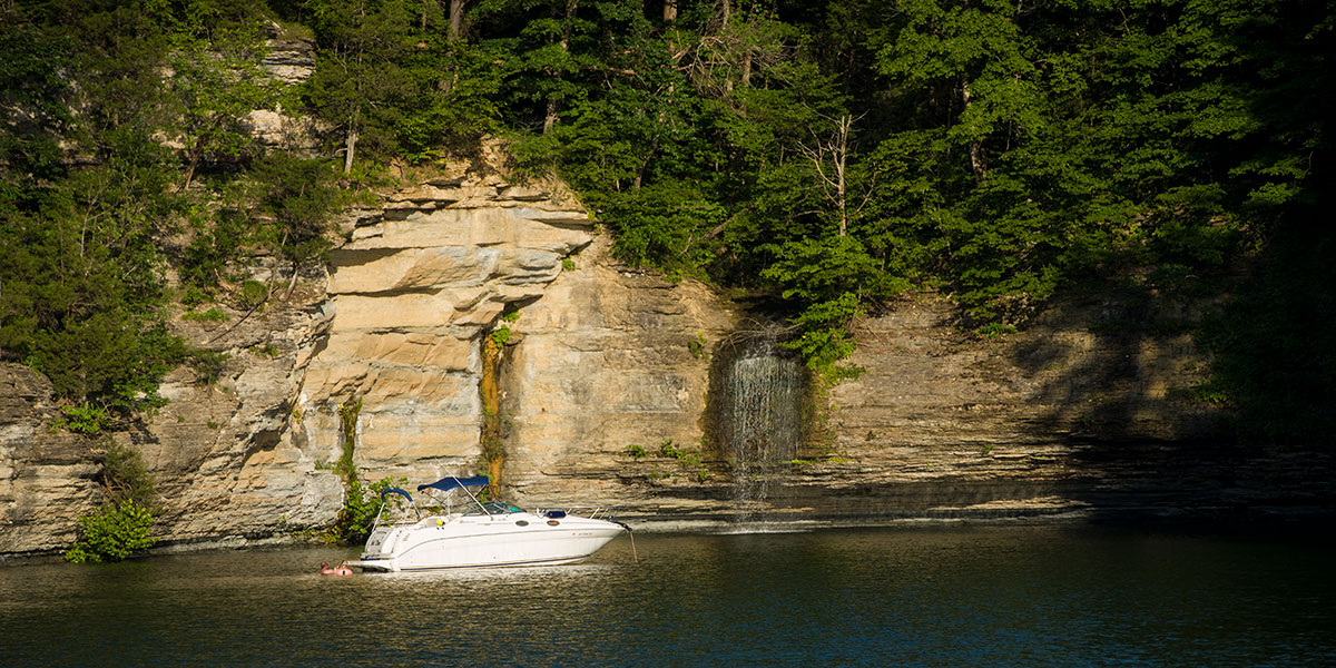 Waterfall on Lake Cumberland, Somerset-Pulaski County, Kentucky