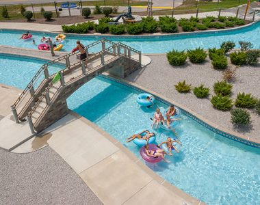 Families water tubing on the lazy river at SomerSplash Waterpark in Somerset-Pulaski County, Kentucky