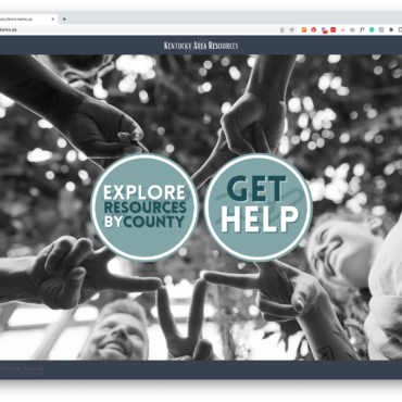 screenshot of website with buttons that say explore resources by county and get help