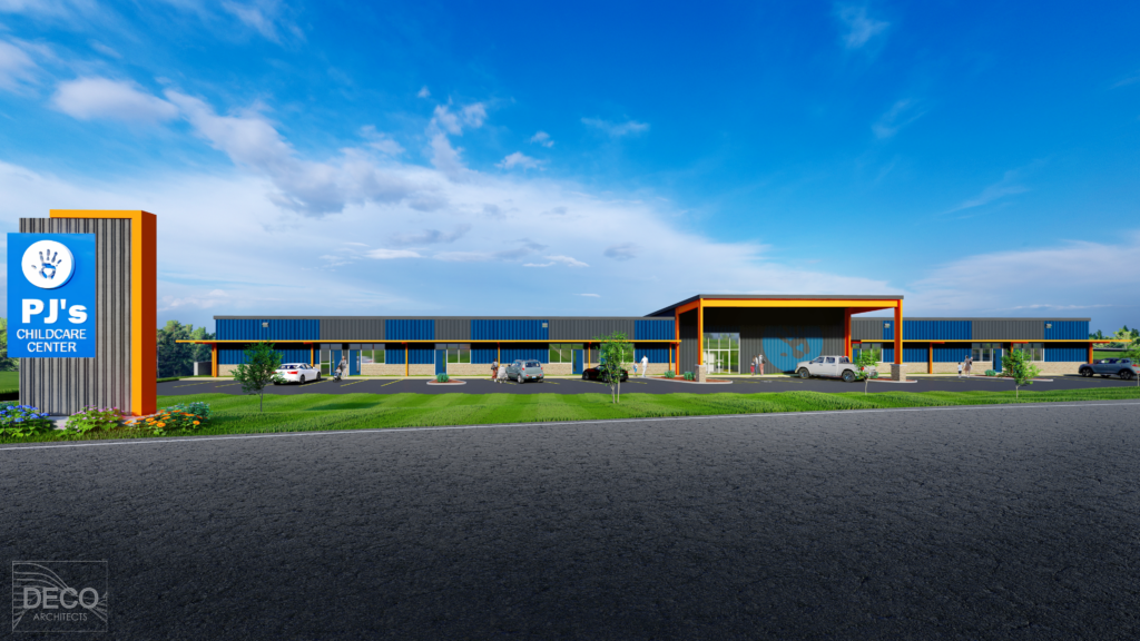 architectural rendering of a child care center